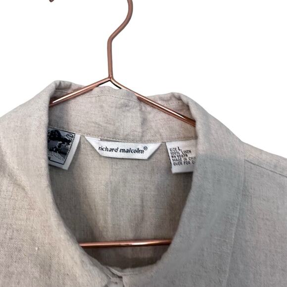 Richard Malcolm Irish Linen Lace Trim Button Down - Large - Picture 4 of 5